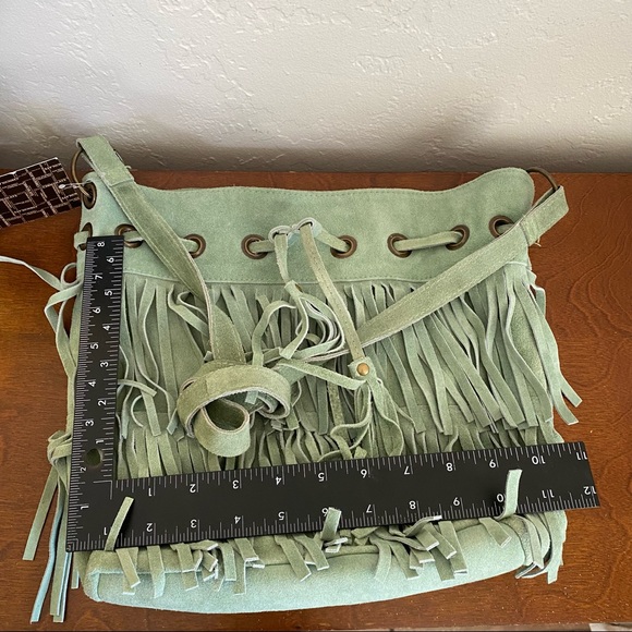 Chocolate New York mint green leather bucket bag - Picture 10 of 13